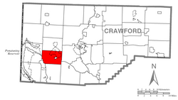 Map of Sadsbury Township, Crawford County, Pennsylvania Highlighted